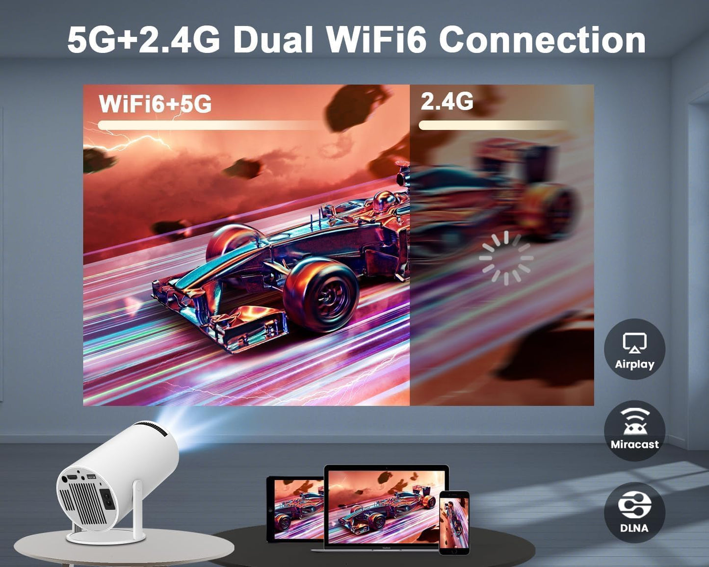Portable Mini Projector, 4K 1080P Full HD Projector
